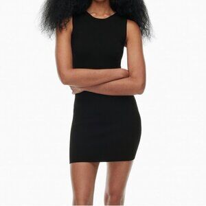 Aritzia TNA Women's Size Small Black Ribbed Mini Tank Bodycon Cotton Blend Dress